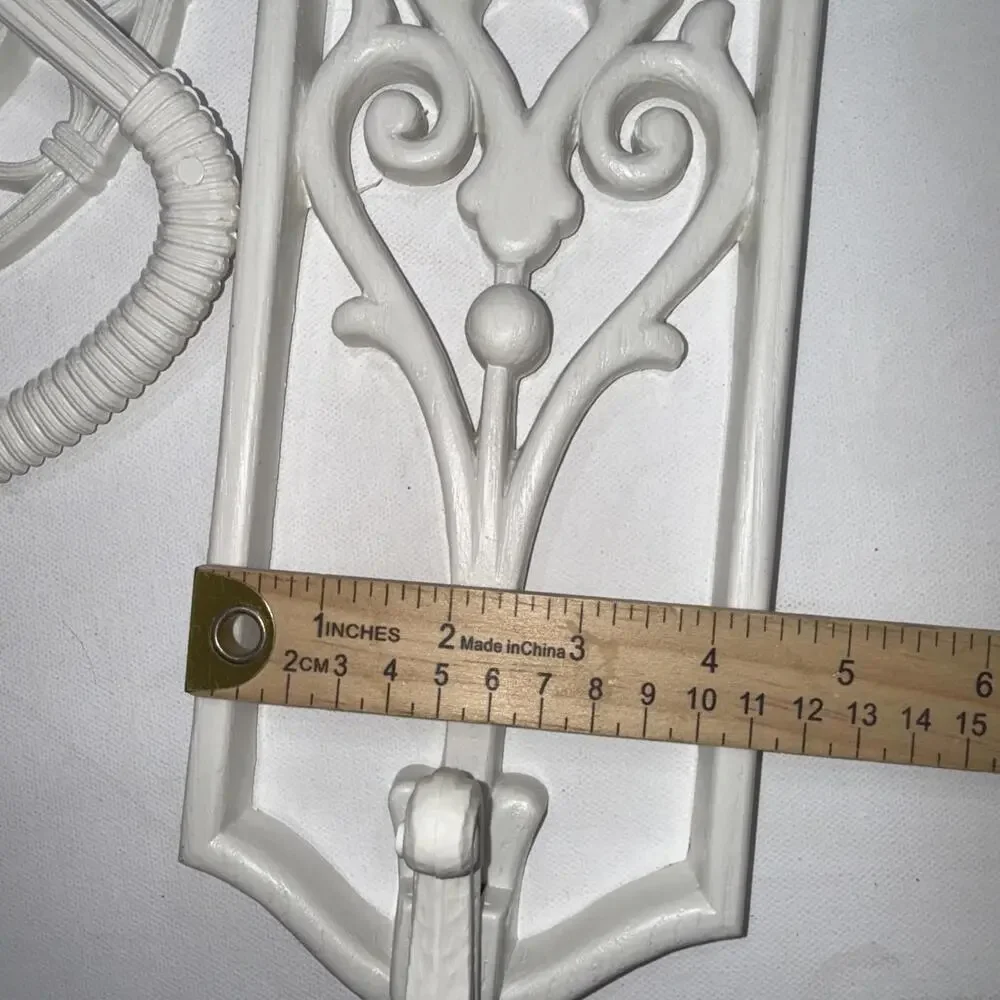 Vtg 1985 Homco White Faux Wicker Rattan Wall Hanging Towel Holder Bath MCM Retro